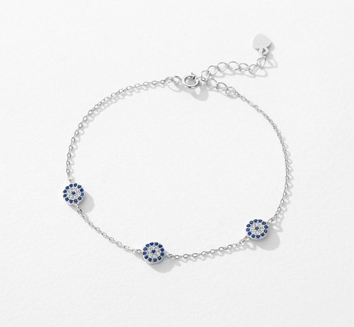 צמיד קמעות עגולים כסף 925 משובץ אבני זירקוניה