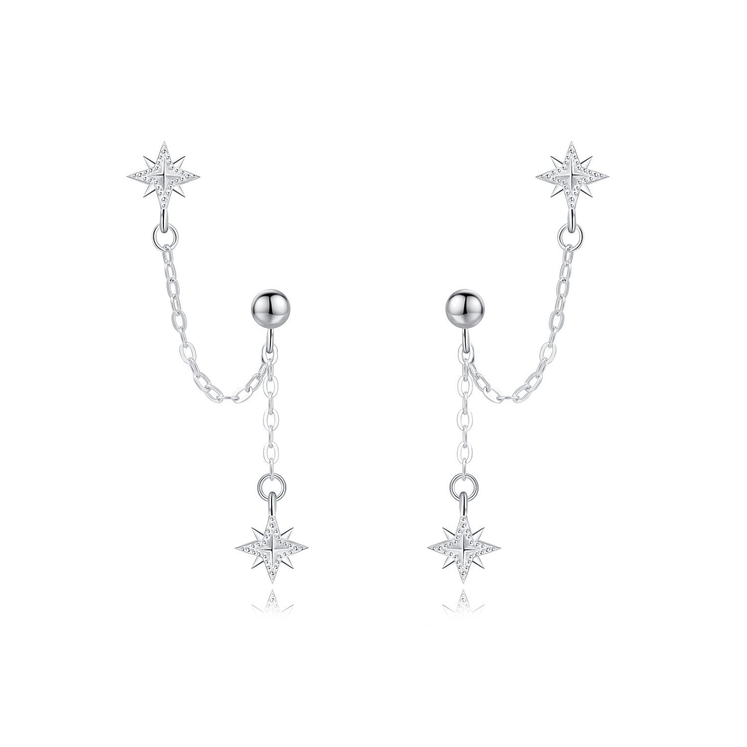 עגילי דאבל כוכבים כסף 925