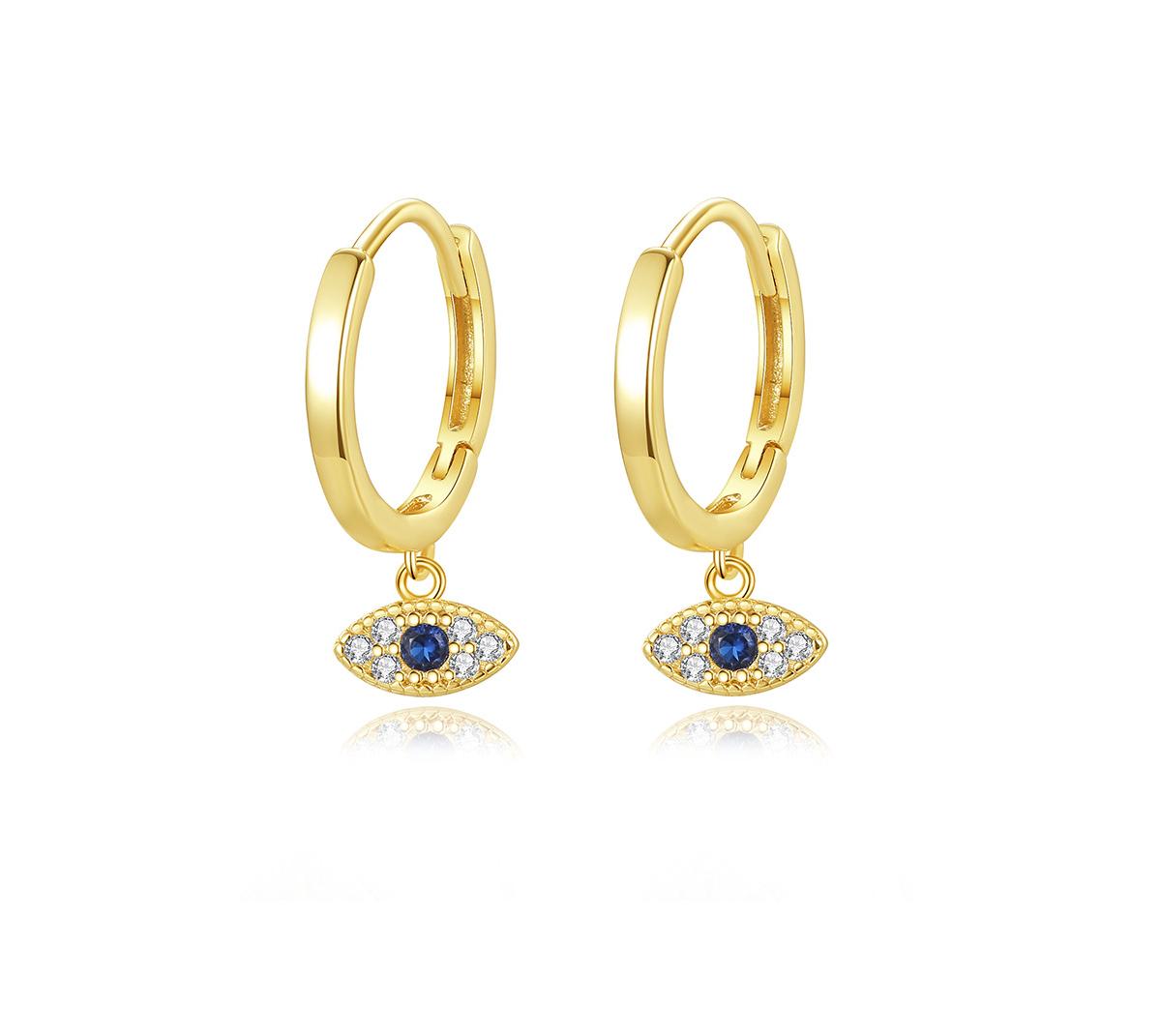 עגילי חישוק עין הרע כסף 925 משובץ אבני זירקוניה