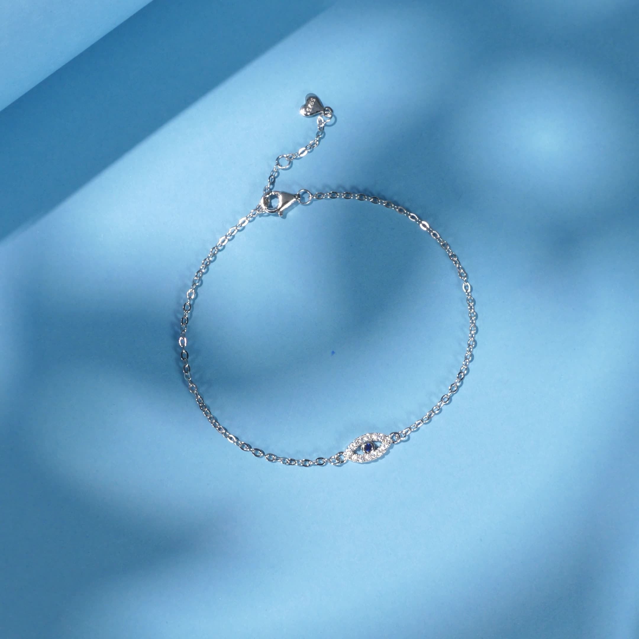 צמיד עין הרע כסף 925 משובץ אבני זירקוניה