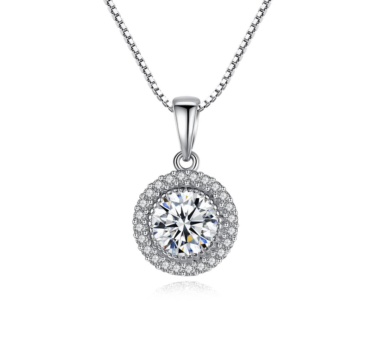 שרשרת עם תליון עגול כסף 925 משובץ אבני זירקוניה