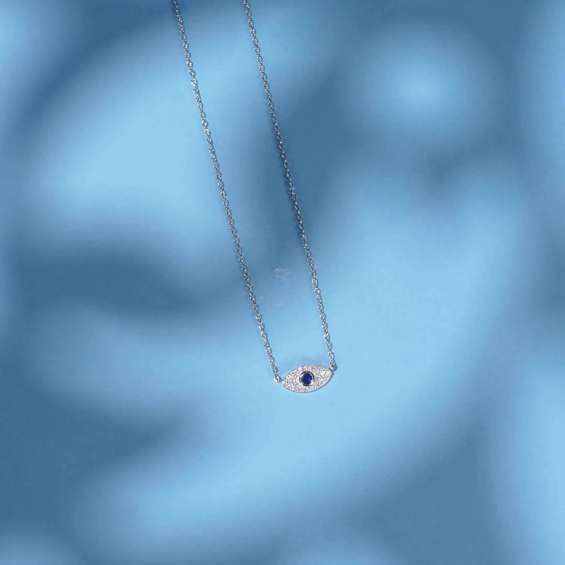 שרשרת עם תליון עין הרע כסף 925 משובץ אבני זירקוניה