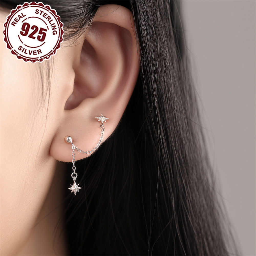 עגילי דאבל כוכבים כסף 925