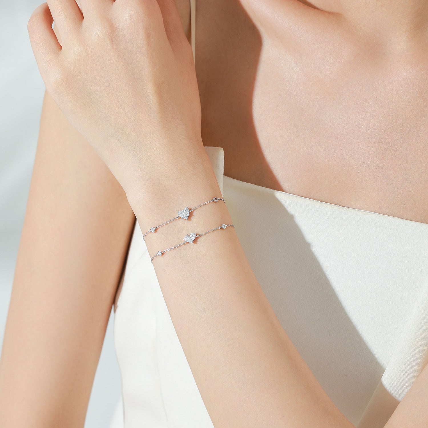 צמיד לב כסף 925 משובץ אבני זירקוניה