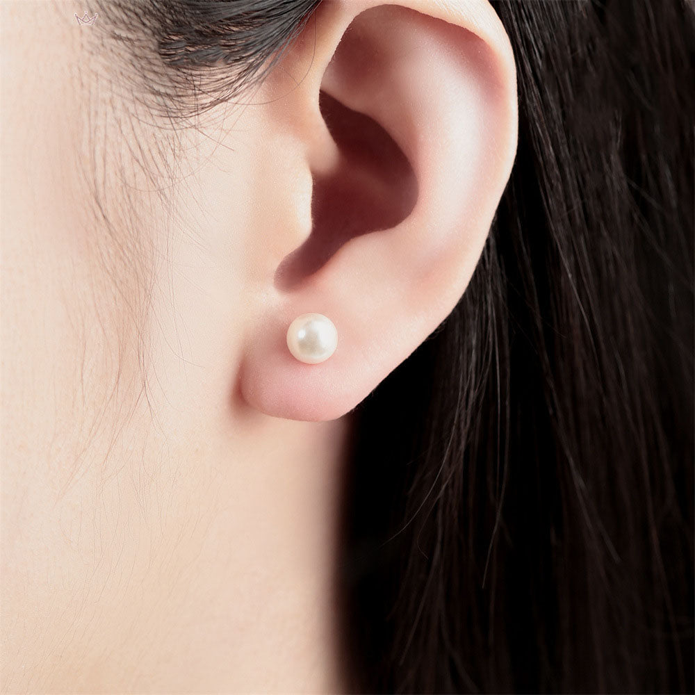 עגילי פנינה צמודים כסף 925