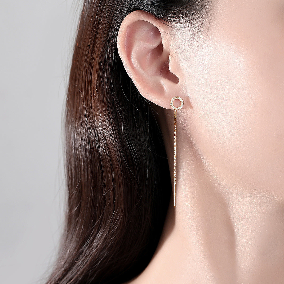 עגילים צמודים נופלים כסף 925 משובץ אבני זירקוניה