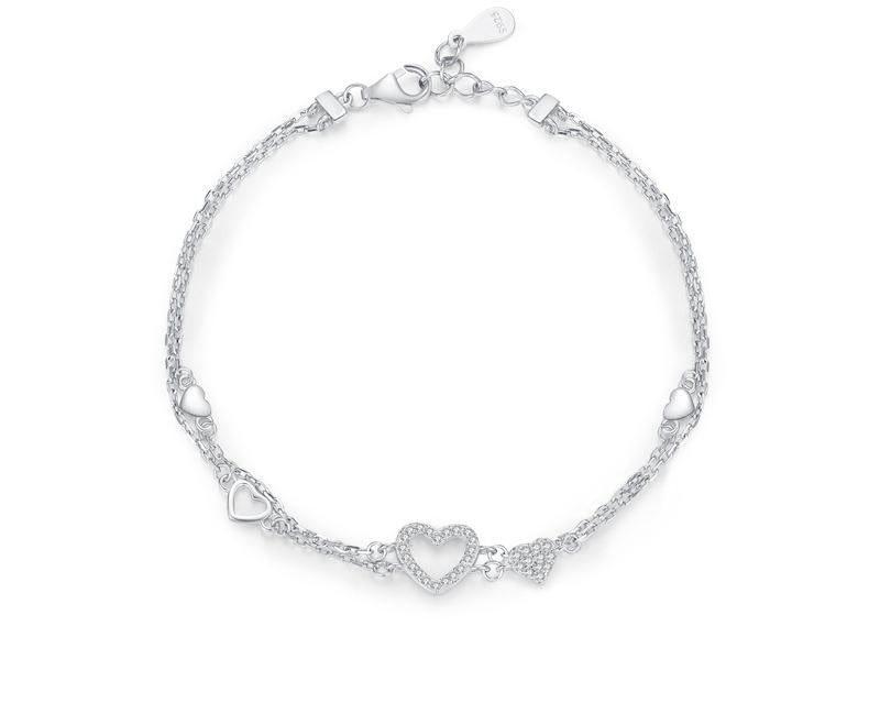 צמיד לבבות כסף 925 משובץ אבני זירקוניה