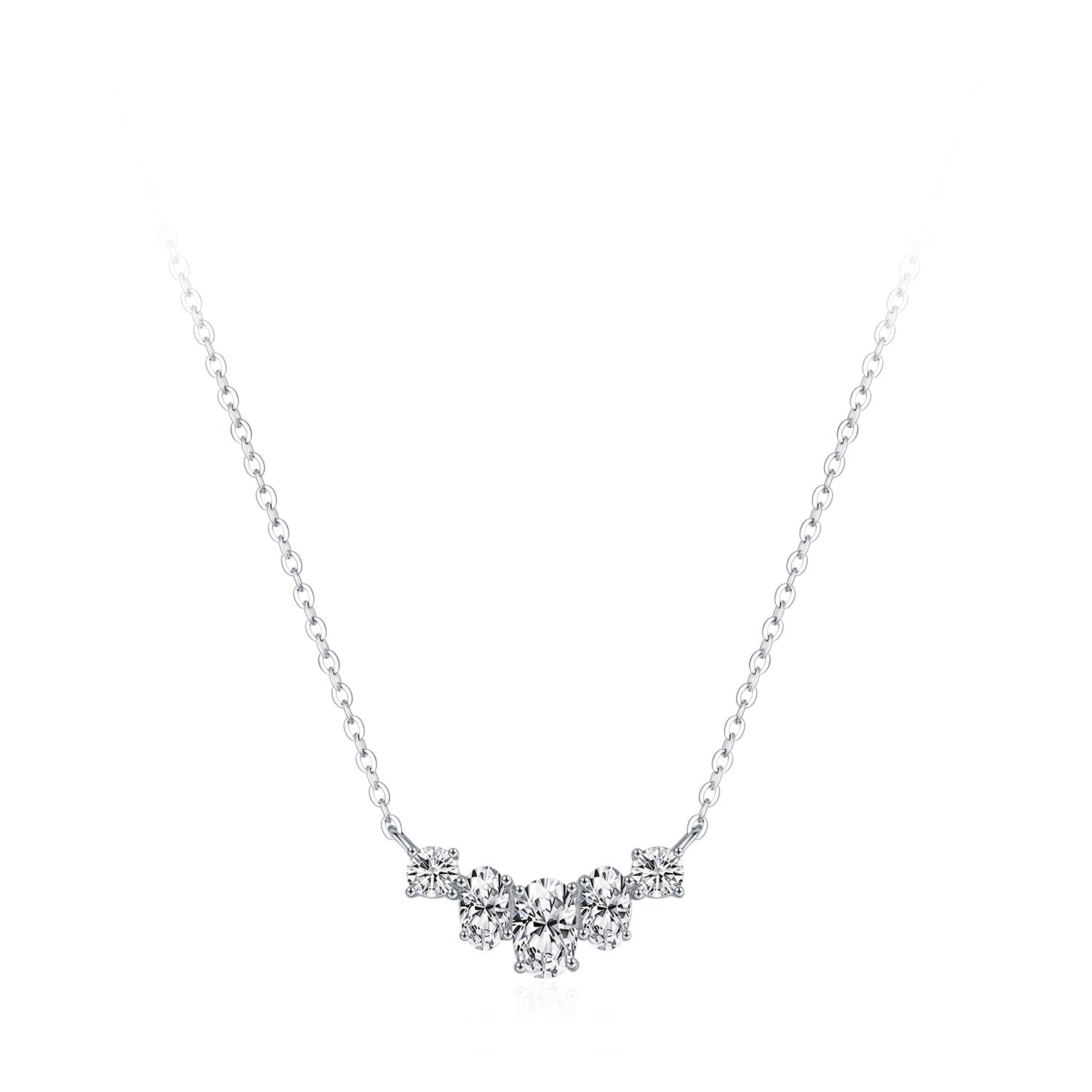 שרשרת תליון 5 אבנים כסף 925 משובץ אבני זירקוניה