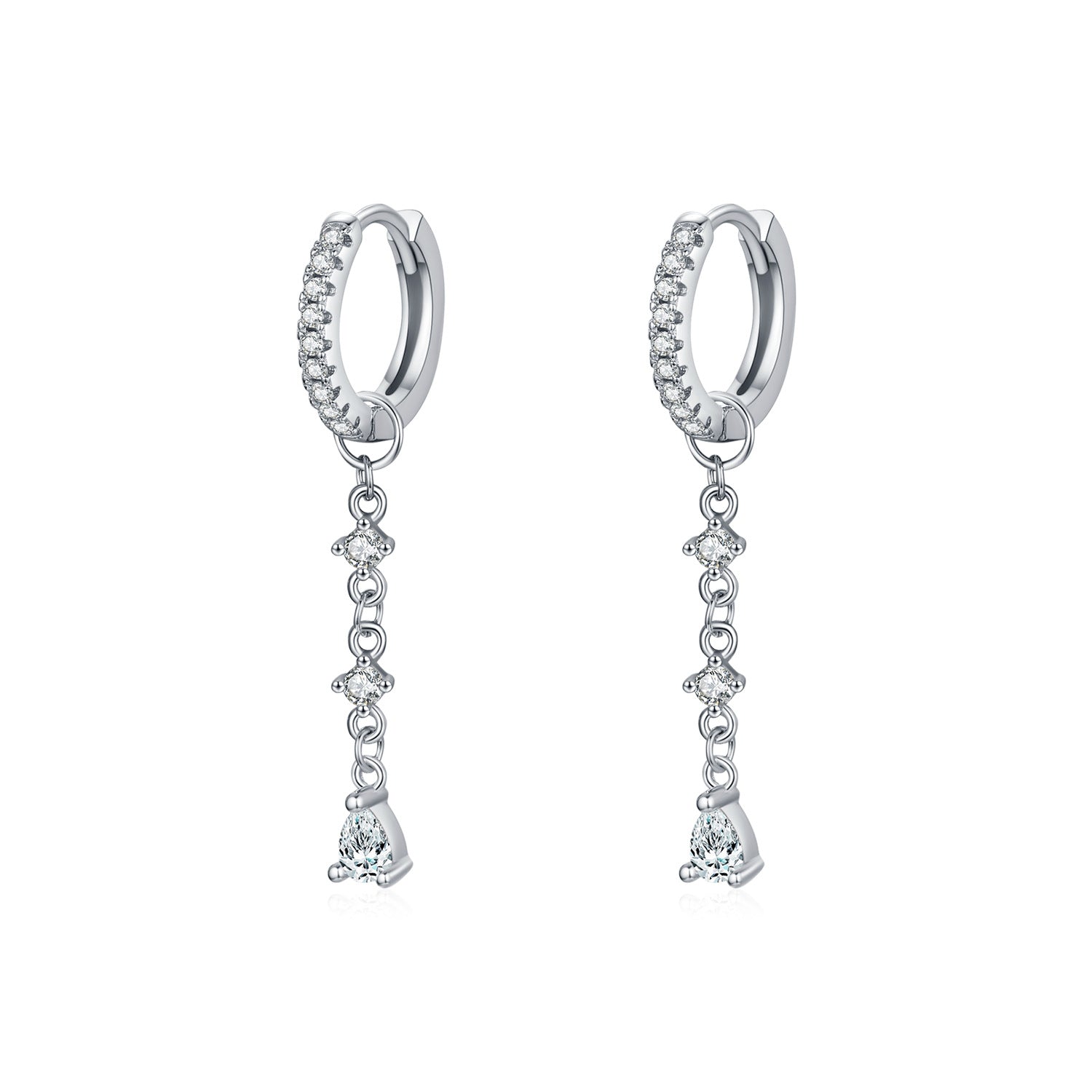 עגילי חישוק נופלים כסף 925 משובץ אבני זירקוניה