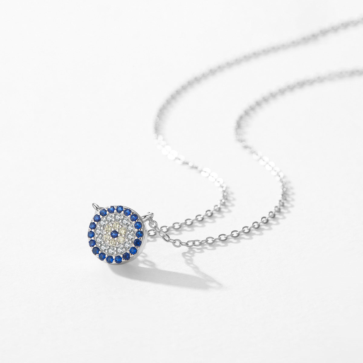 שרשרת עין עגולה כסף  925 משובץ אבני זירקוניה