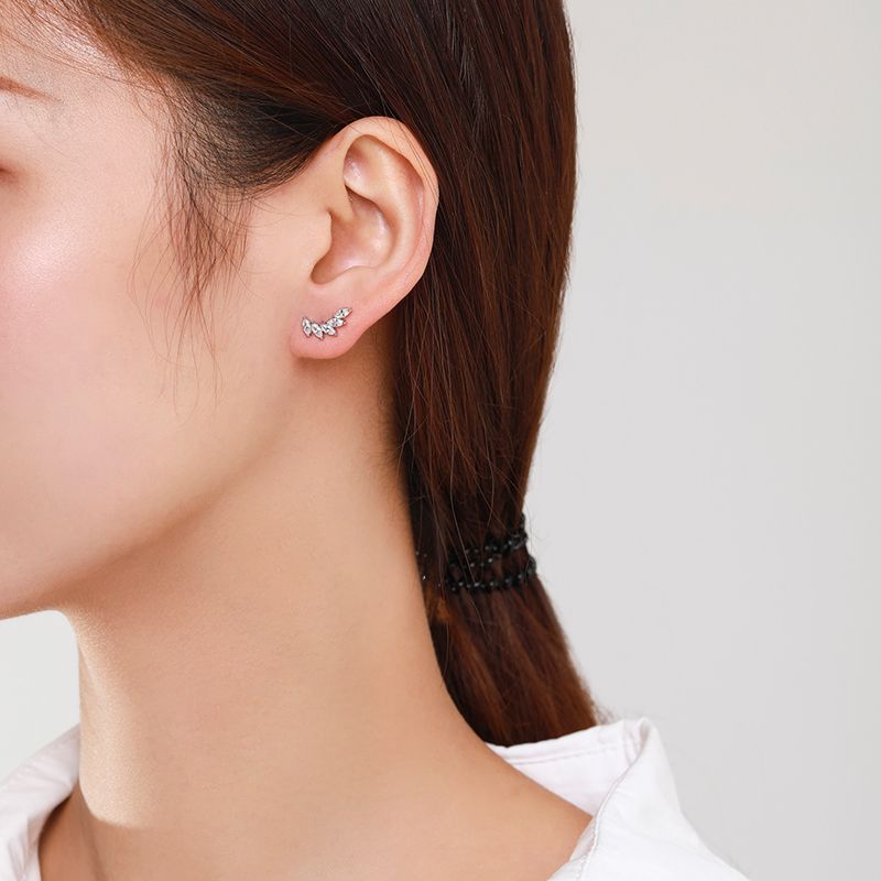 עגילים צמודים מטפסים כסף 925 משובץ אבני זירקוניה