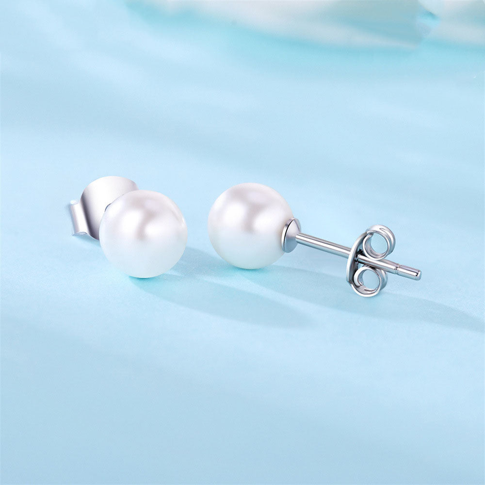 עגילי פנינה צמודים כסף 925