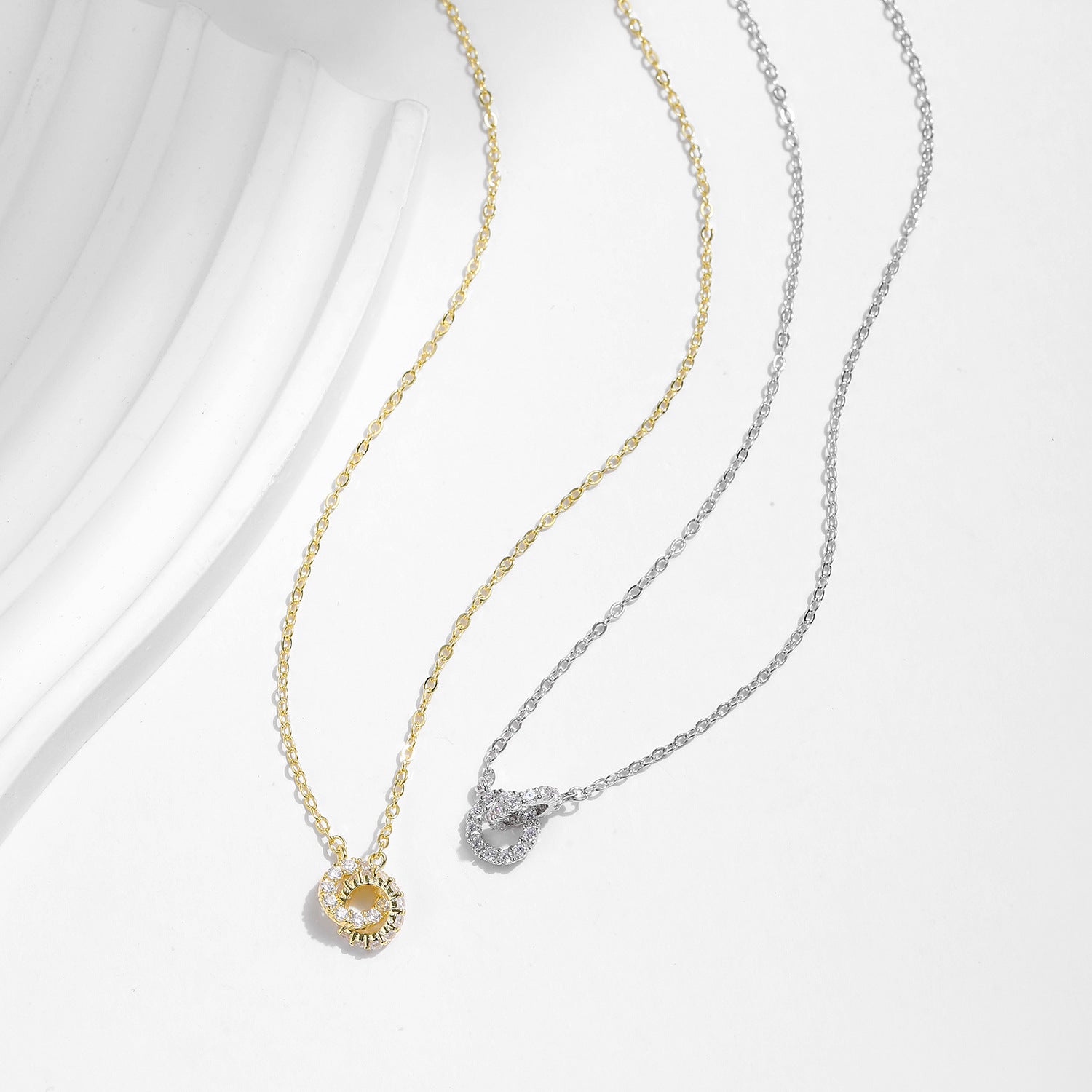 שרשרת תליון מעגלי חיים מחוברים כסף 925 משובץ אבני זירקוניה