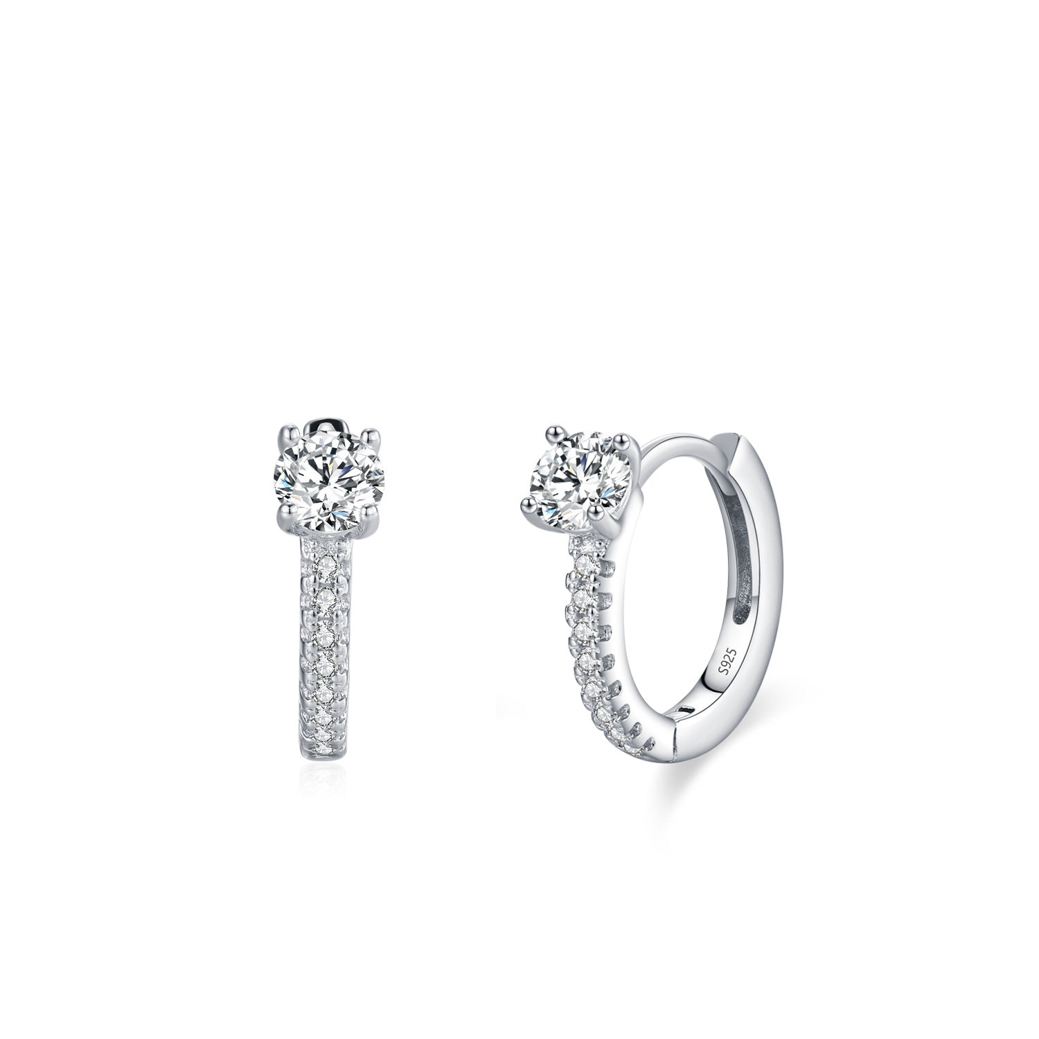 עגילי חישוק עם אבן כסף 925 בשיבוץ זירקונים