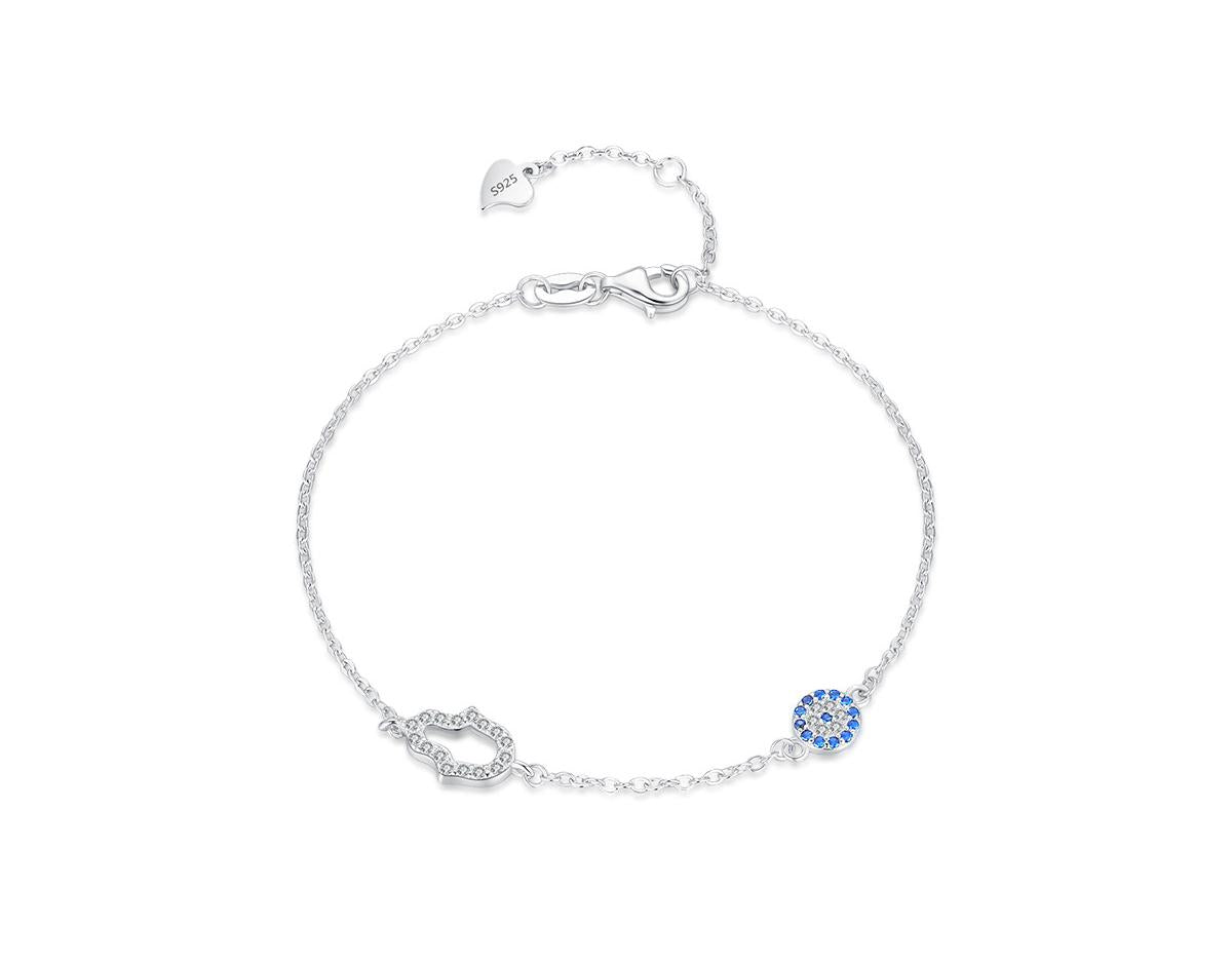 צמיד חמסה כסף 925 משובץ אבני זירקוניה