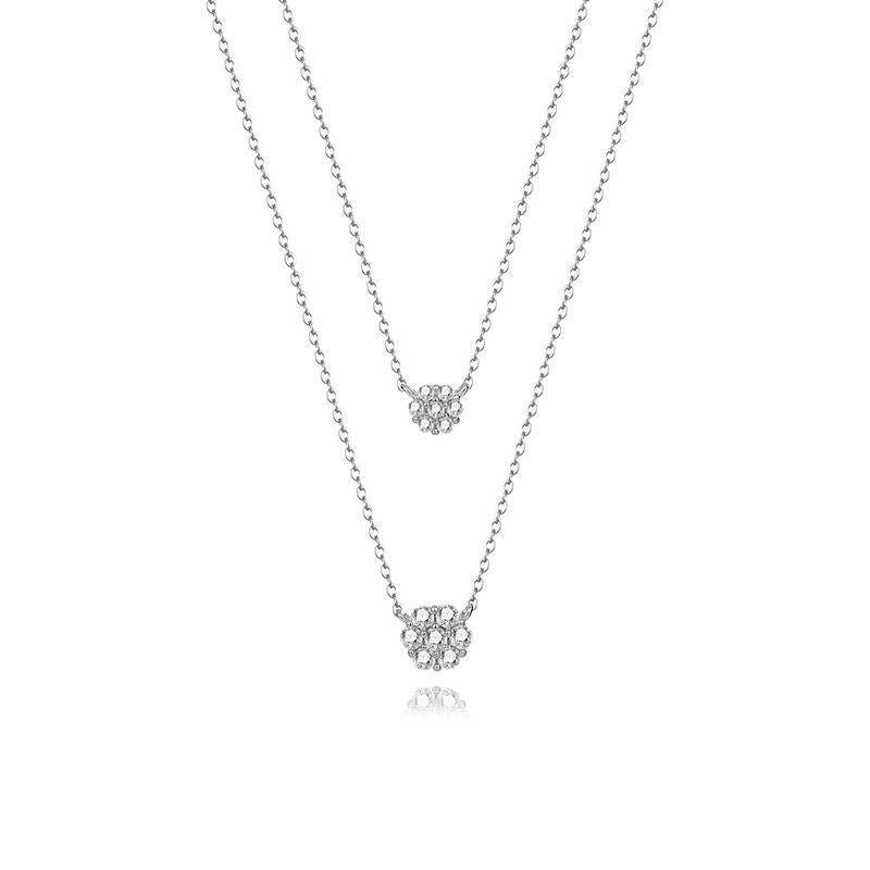 שרשרת כפולה כסף 925 משובץ אבני זירקוניה