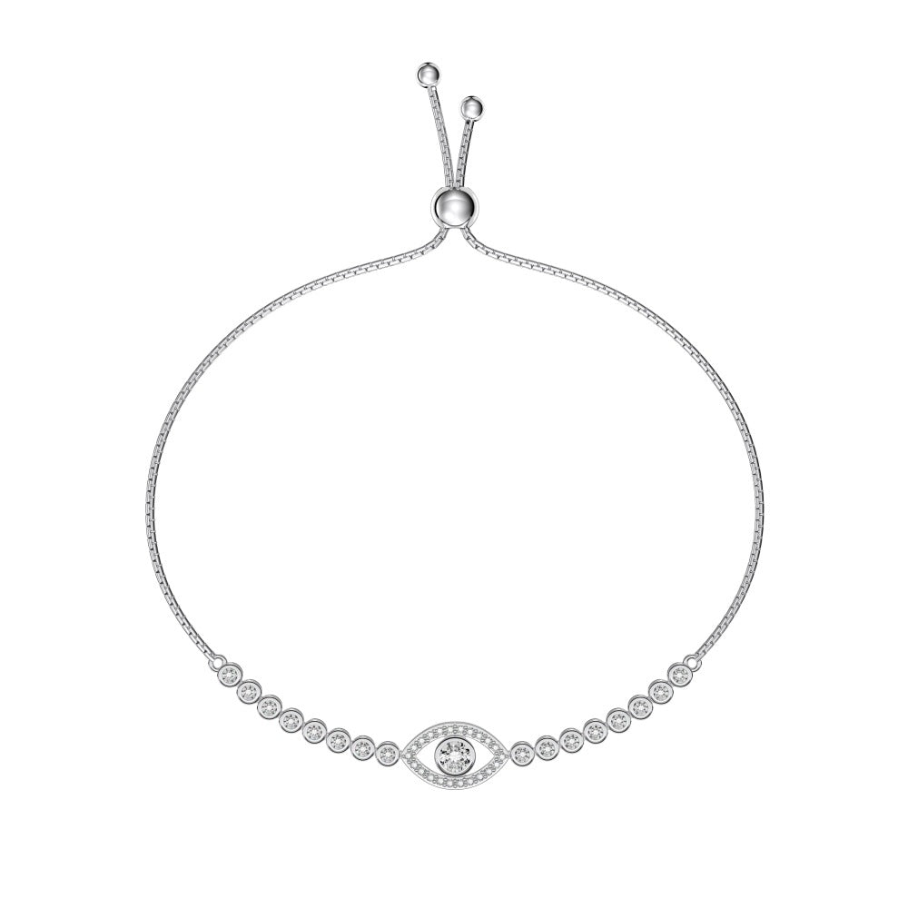 צמיד עין כסף 925 משובץ אבני זירקוניה