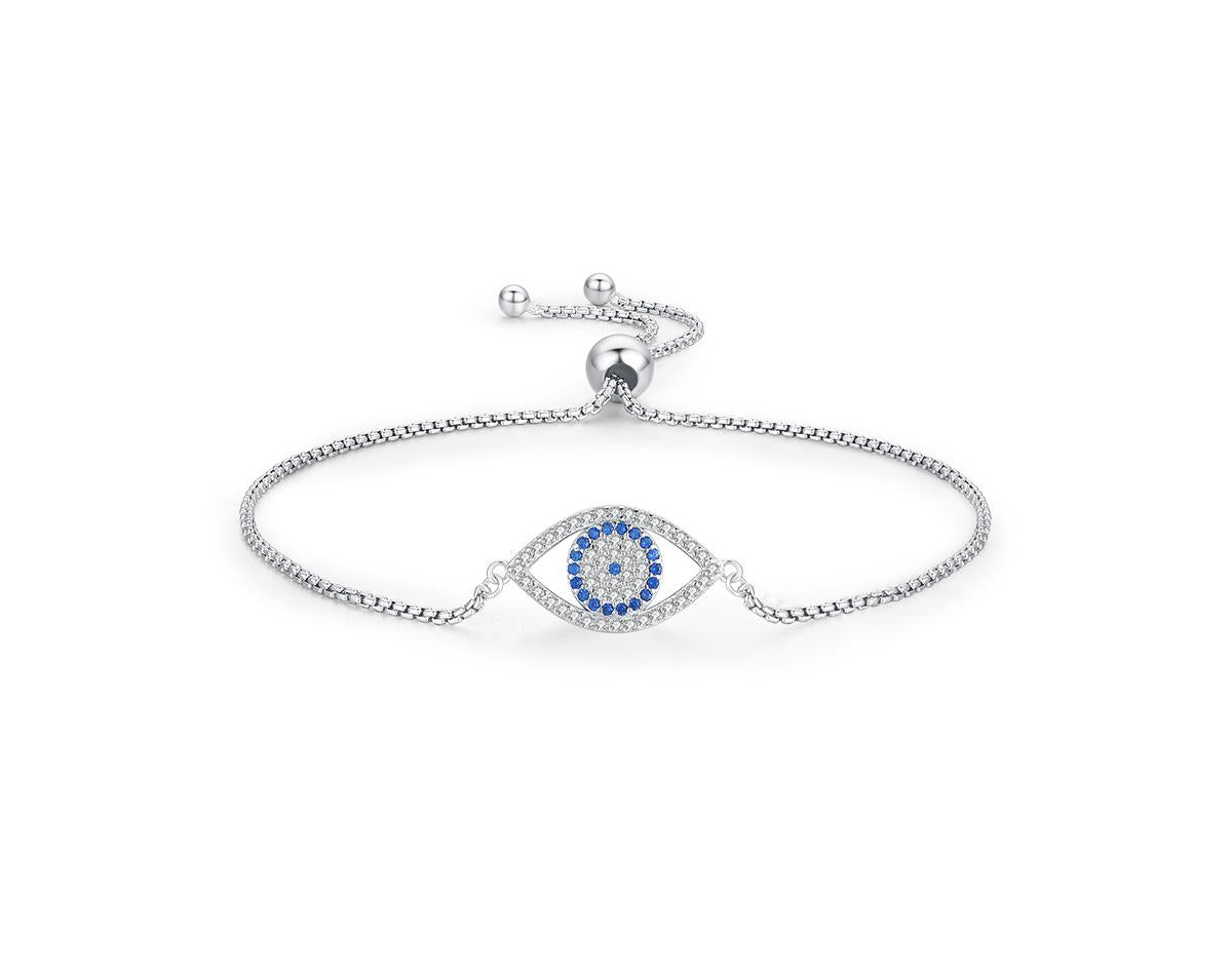 צמיד עין הרע כסף 925 משובץ אבני זירקוניה