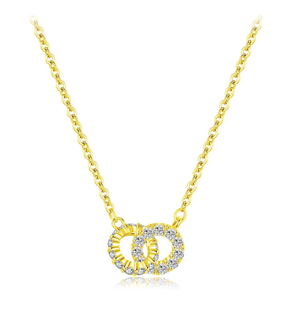 שרשרת תליון מעגלי חיים מחוברים כסף 925 משובץ אבני זירקוניה