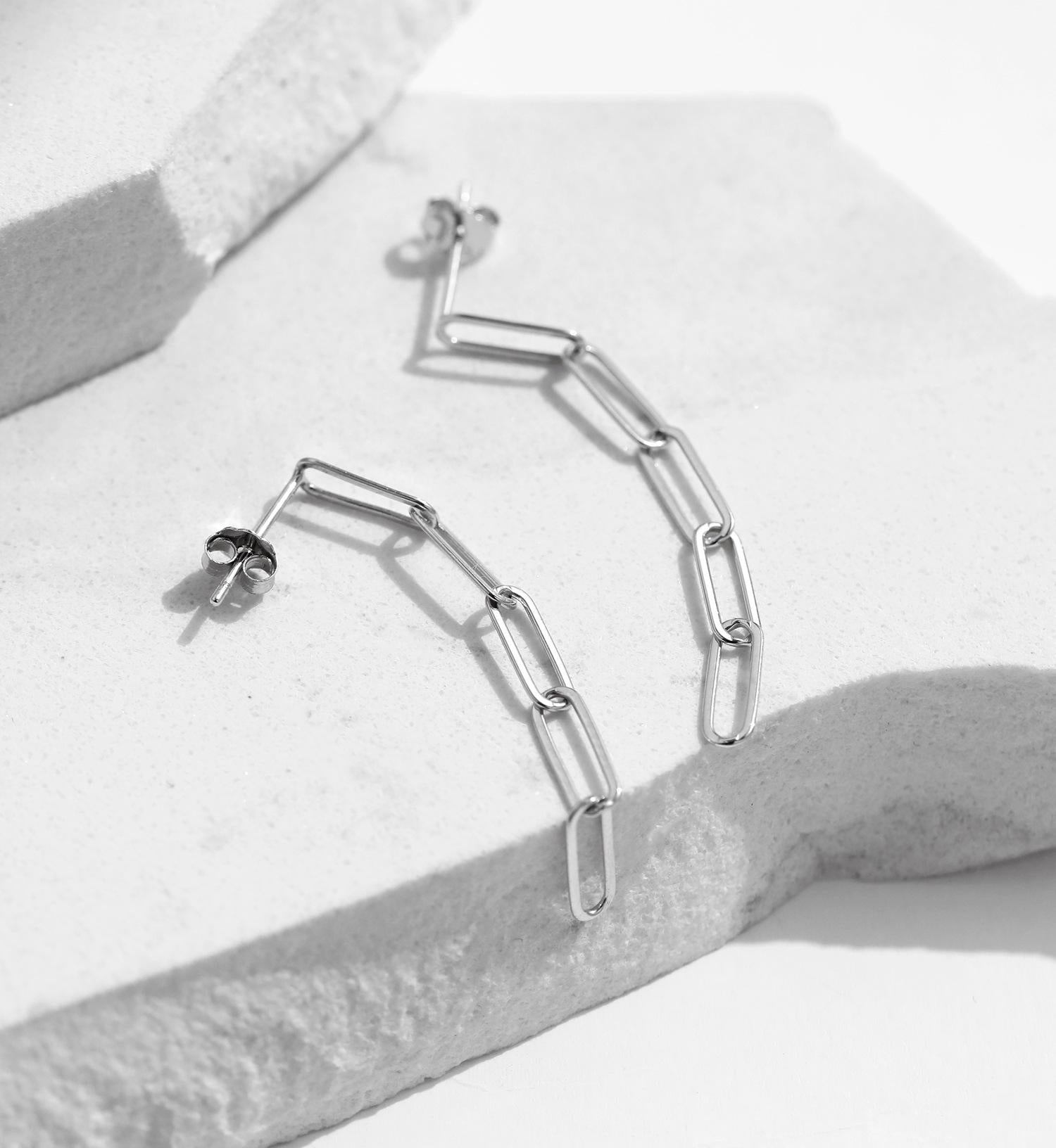 עגילים צמודים תלויים כסף 925