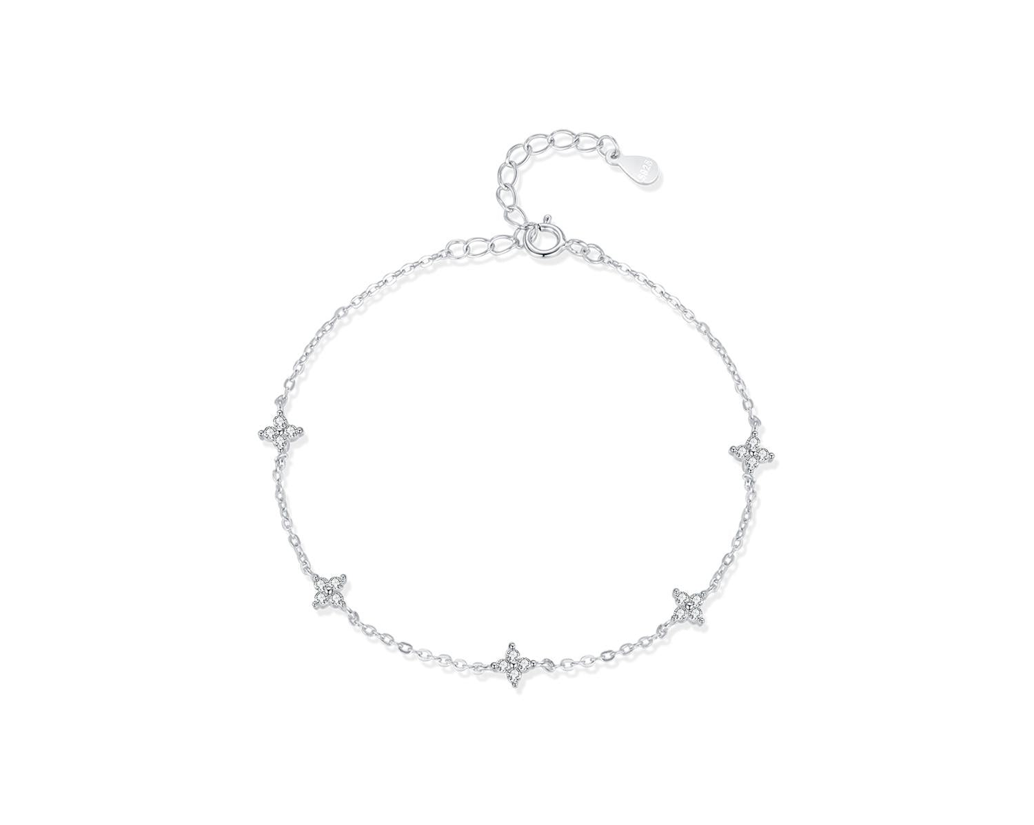 צמיד כוכבים כסף 925 משובץ אבני זירקוניה